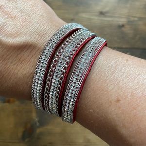 Red Faux Suede Bling Adjustable Snap Bracelet! 🌵